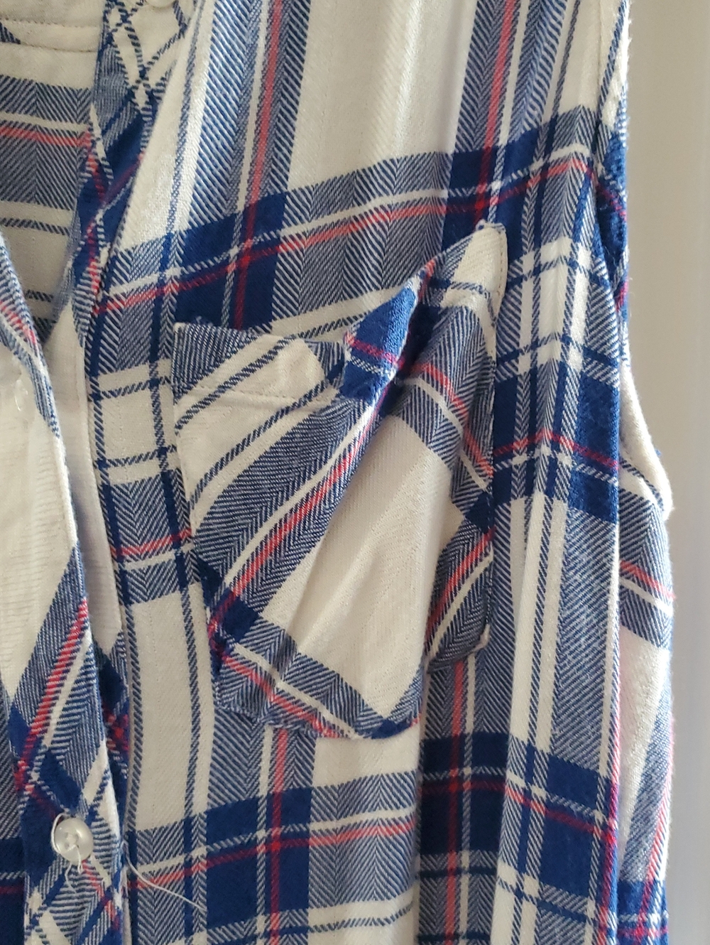 Rails Blue, White & Pink Plaid Sleeveless Button-Up Jordyn Tunic Sz Sm - Picture 3 of 6
